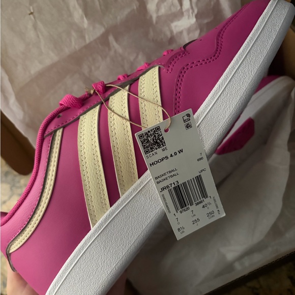 Adidas Women's Fuchsia and Cream Sneakers - Picture 2 of 2